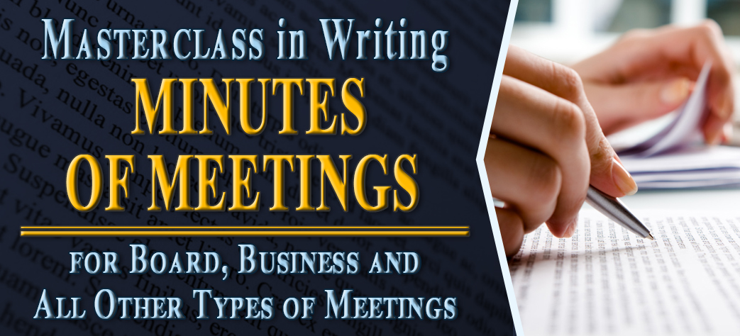 Masterclass on Writing Minutes of Meetings (Run 10 - Day 2)